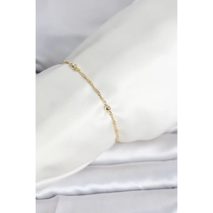 CM 14K Gold Renk Burgu Topçuk Model Kadın Bileklik