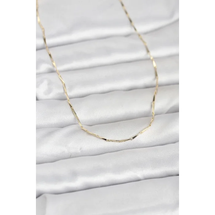 CM 14K Gold Renk Çubuk Kesme Zincir Model 60 cm Kadın Kolye