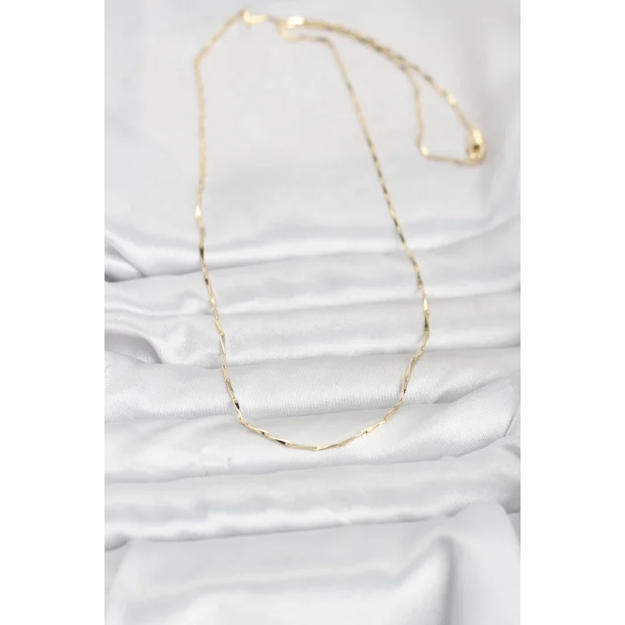 CM 14K Gold Renk Çubuk Kesme Zincir Model 60 cm Kadın Kolye