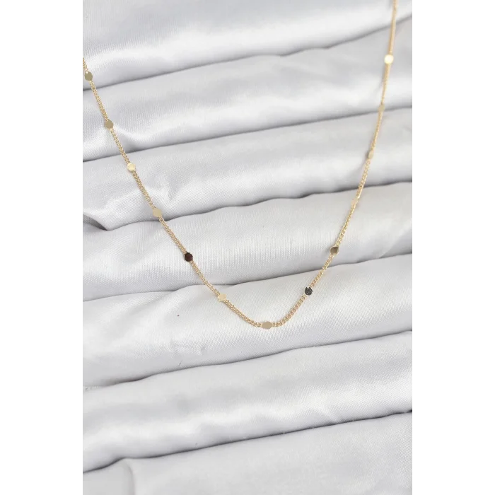 CM 14K Gold Renk Ezme Pul Model 60 cm Kadın Kolye