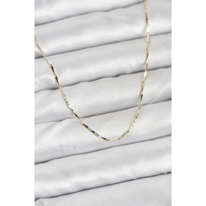 CM 14K Gold Renk İnce Kesim Çubuk Model Zincir Kadın Kolye