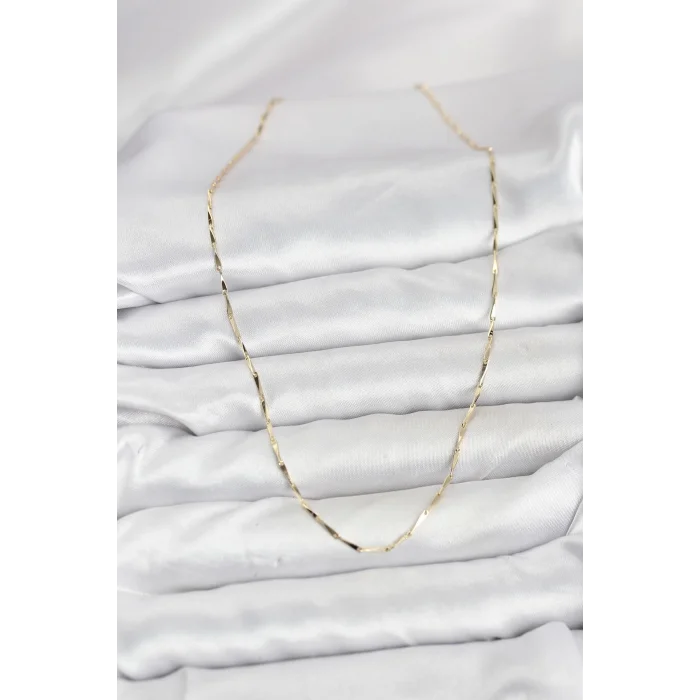 CM 14K Gold Renk İnce Kesim Çubuk Model Zincir Kadın Kolye