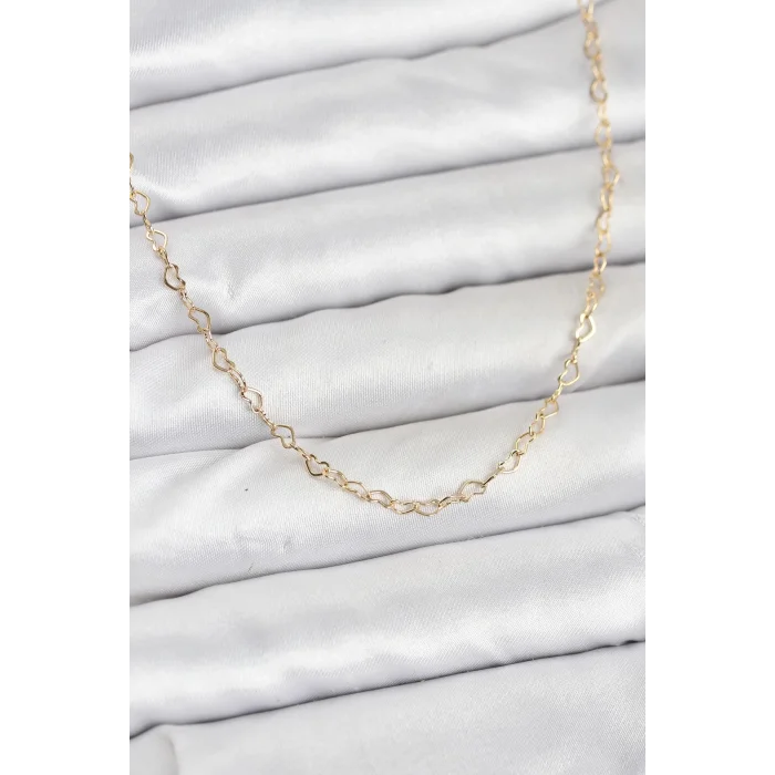 CM 14K Gold Renk Kalp Zincirli Kadın Kolye