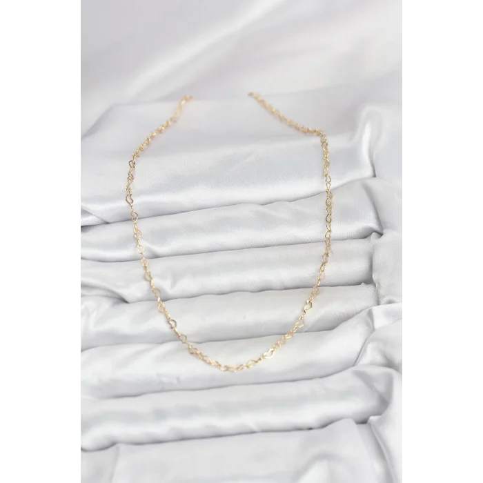 CM 14K Gold Renk Kalp Zincirli Kadın Kolye