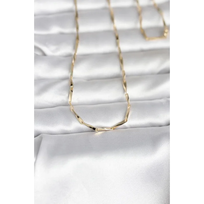 CM 14K Gold Renk Kesme Çubuk Zincirli Model 60 cm Kadın Kolye