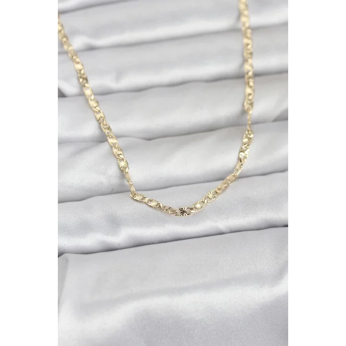 CM 14K Gold Renk Lazer Zincirli Model 60 cm Kadın Kolye