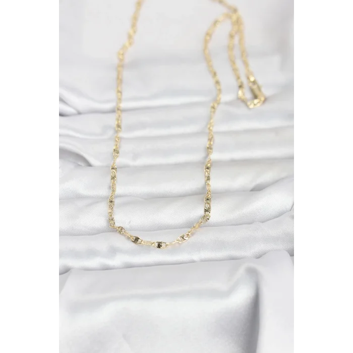 CM 14K Gold Renk Lazerli Gemici Zincir Model 60 cm Kadın Kolye