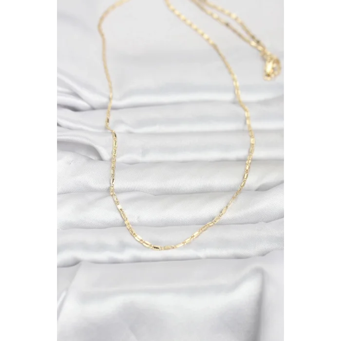 CM 14K Gold Renk Lazerli Zincir Model 60 cm Kadın Kolye