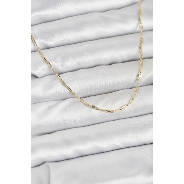 CM 14K Gold Renk Pirinç Ataç Zincir 60 cm Kadın Kolye