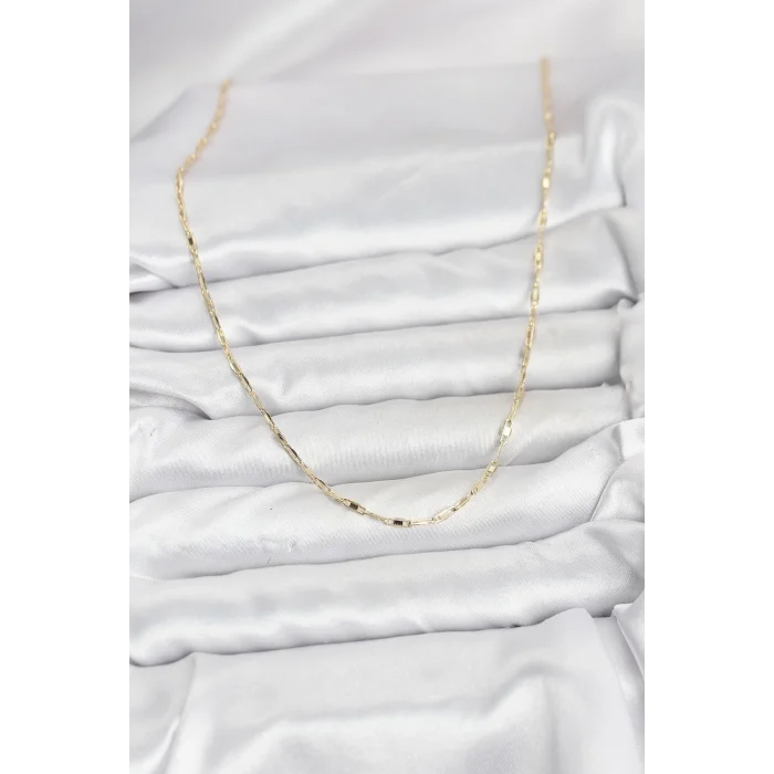 CM 14K Gold Renk Pirinç Ataç Zincir 60 cm Kadın Kolye