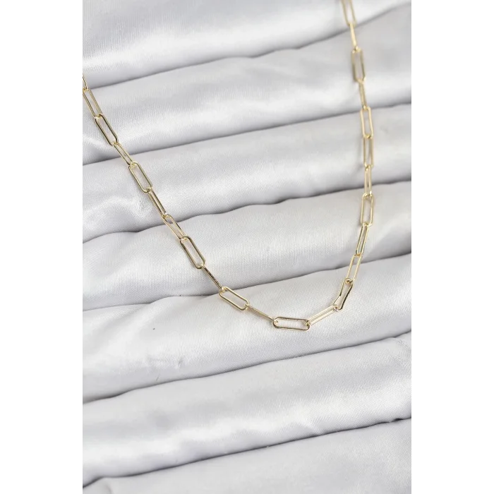 CM 14K Gold Renk Pirinç Ataç Zincir Kadın Kolye