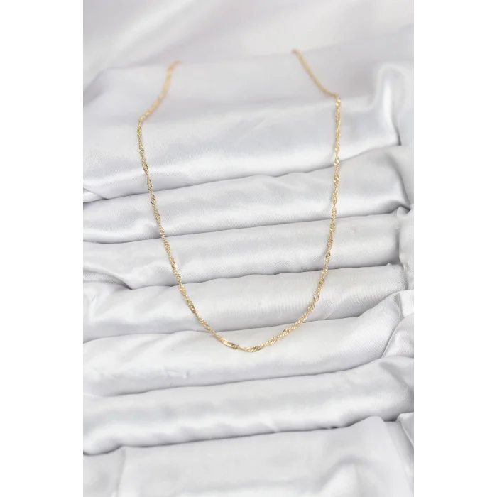 CM 14K Gold Renk Pirinç Ezme Burgu Model Kadın Kolye