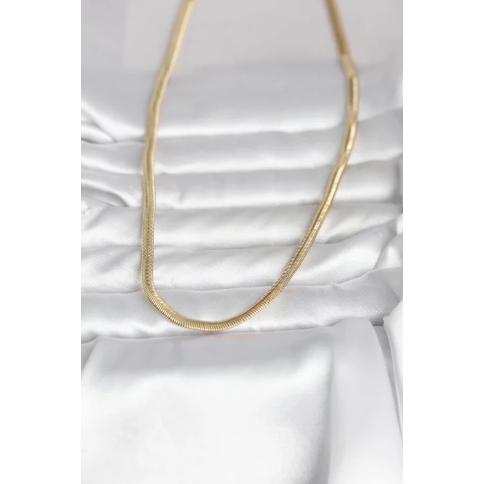 CM 14K Gold Renk Yassı Yılan Zincir Model 45 cm Kadın Kolye