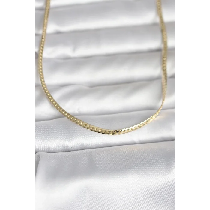 CM 14K Gold Renk Yassı Zincir Model 45 cm Kadın Kolye