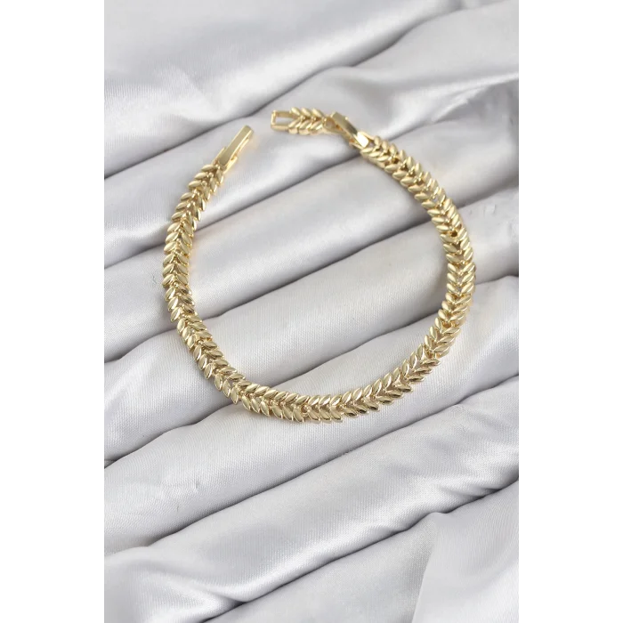 CM Başak Model Gold Renk Pirinç Kadın Bileklik
