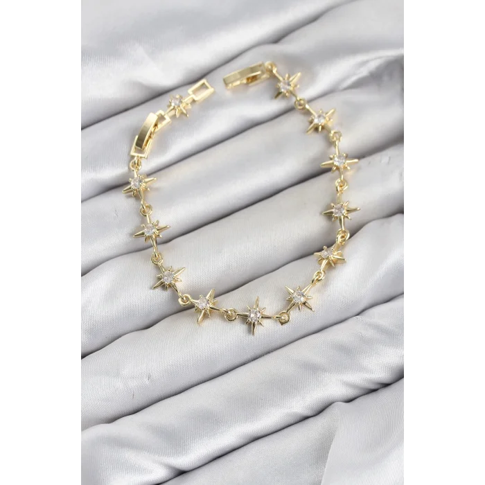 CM Kutup Yıldızı Model Gold Renk Zirkon Taşlı Kadın Bileklik