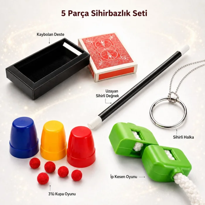 Çocuklar İçin 5 Parça Sihirbazlık Oyun Seti (5047)