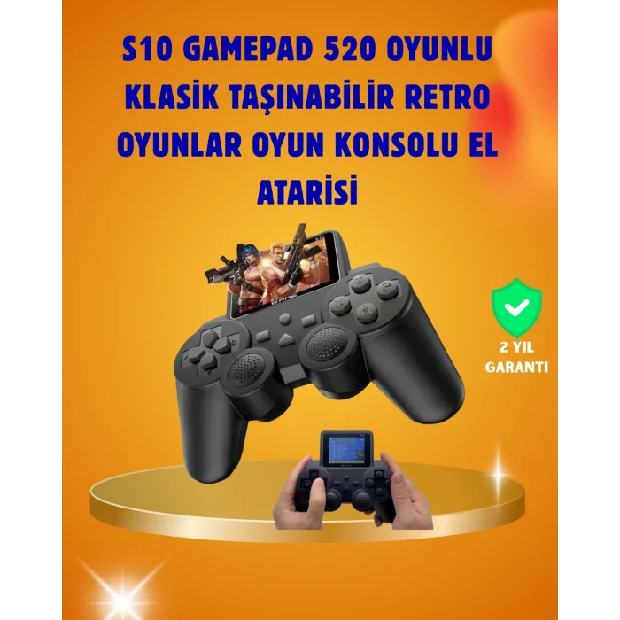 Çocuklar ve Yetişkinler İçin Uygun 500 Oyunlu Taşınabilir Mini Retro El Konsolu