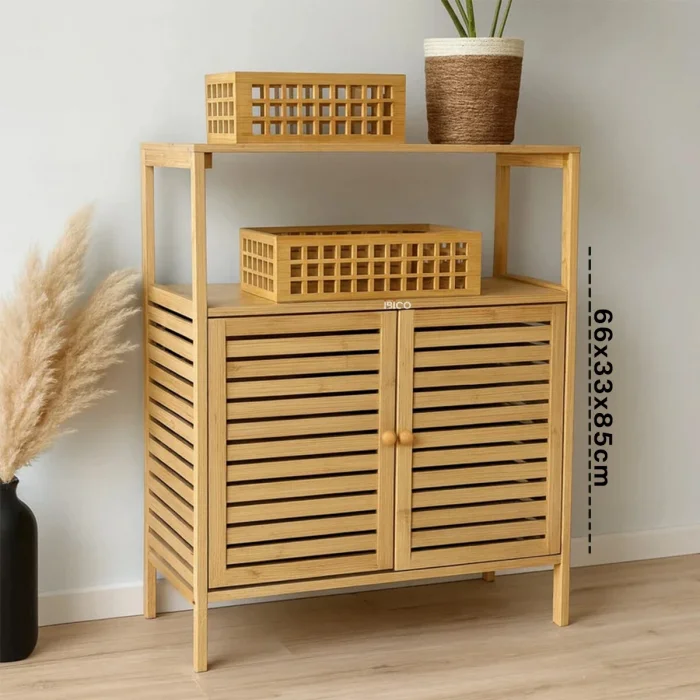 ÇOK AMAÇLI DOLAP AHŞAP BAMBU ORGANİZER RAFLI 66X33X85CM (5047)