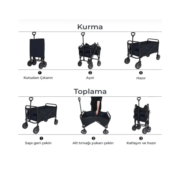 Çok Amaçlı Katlanabilir Kamp Arabası Bahçe Alışveriş Taşıma Vagonu