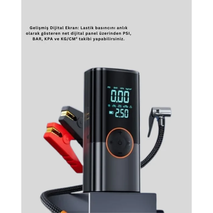 Çok Fonksiyonlu Araç Yol Yardım Kiti Jump Starter ve Lastik Pompası
