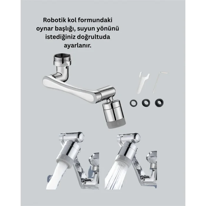 Çok Yönlü Dönebilen Musluk Başlığı 2 Fonksiyonlu Su Akışı