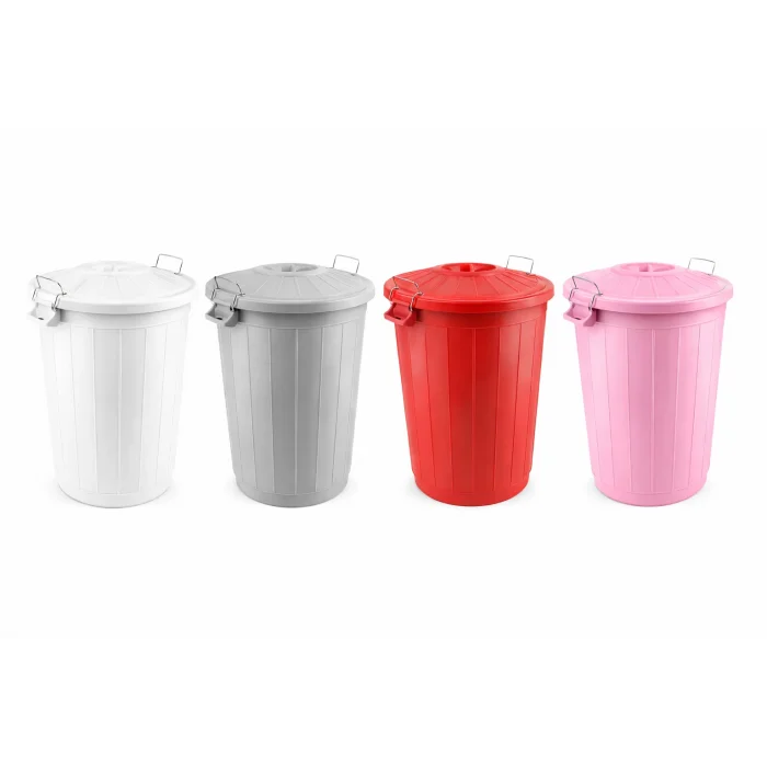 Çöp Kovası 70 Lt Plastik Çöp Kovası Kapaklı Büyük Boy Çöp Bidonu Dayanıklı Çöp Kovası - Beyaz