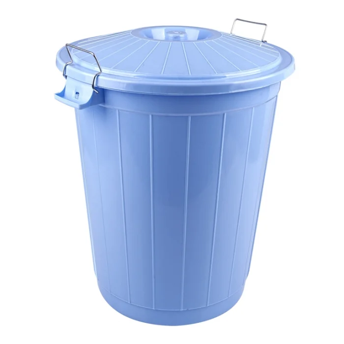 Çöp Kovası 70 Lt Plastik Çöp Kovası Kapaklı Büyük Boy Çöp Bidonu Dayanıklı Çöp Kovası - Mavi