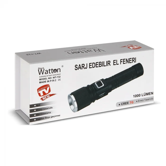 Cree TG Led 1000 Lümen Göstergeli Fonksiyonel El Feneri Wt-732