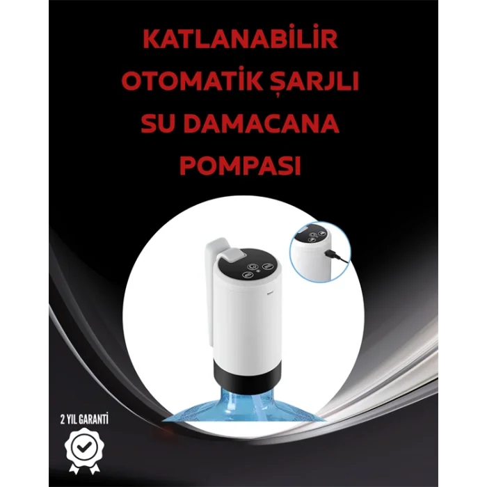 Damacana Üstü Akıllı Su Pompası | 3 Damacana Kullanım | 4W Güç | Micro USB Şarjlı | Katlanabilir & Taşınabilir