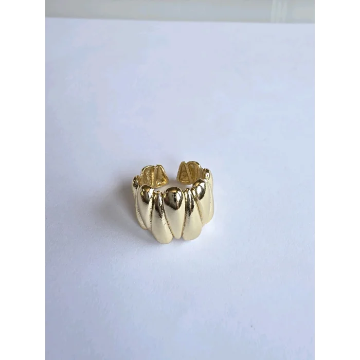 Damla Dilimli Gövde Gold Renk Bohem Yüzük