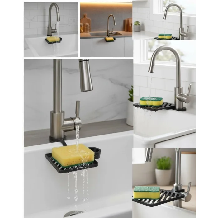 Damlama Tepsili Musluk Sünger Tutucu Tezgâh Üstü Düzenleyici