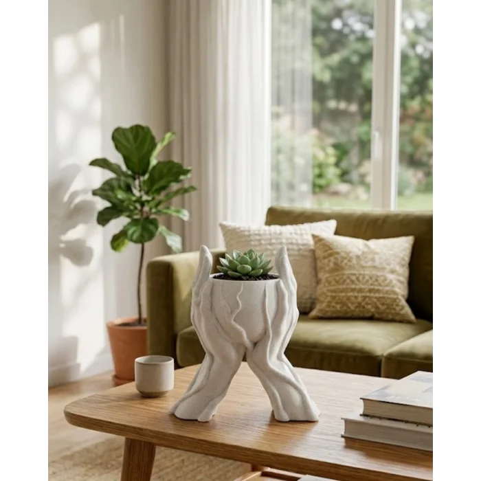 Dekoratif 3D El Tasarımlı Vazo Saksı Modern Ev Dekorasyon Aksesuarı