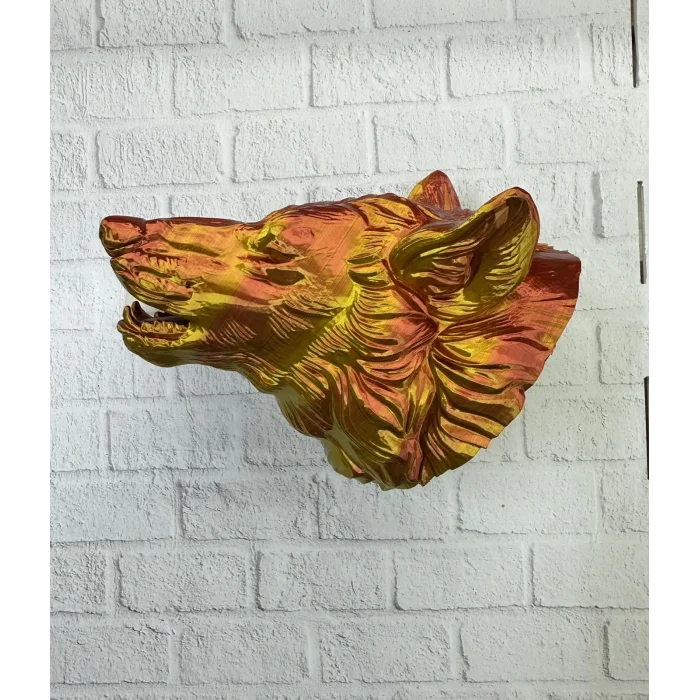 Dekoratif Altın Gold Kurt Duvar Heykeli Asılabilir Hediyelik 25x19 cm