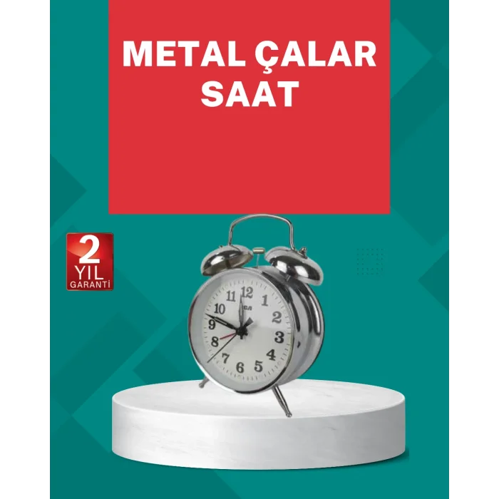 Dekoratif Gümüş Işıklı Alarmlı Masa Saati Sessiz Mekanizma