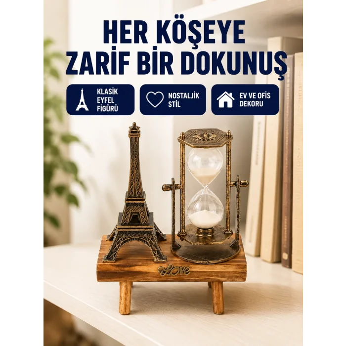 Dekoratif Kum Saati – Ahşap Malzeme, Hediyelik Masa Aksesuarı