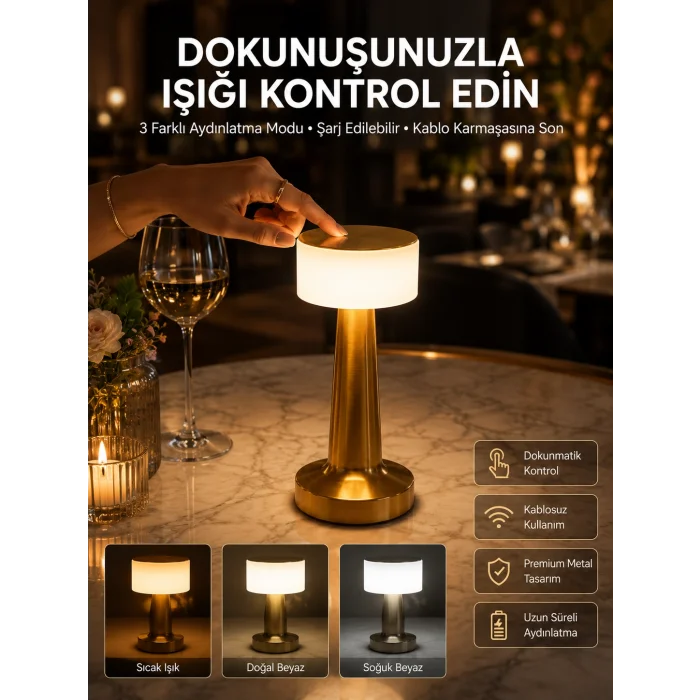 Dekoratif Masa Lambası Dokunmatik Renk Değiştirebilen Gece Lambası