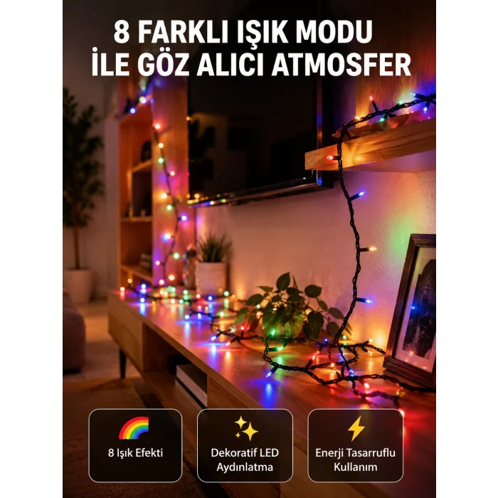 Dekoratif Peri Led 5 m 50 Ampullü Şeffaf Kablo Aydınlatma Yeni Nesil