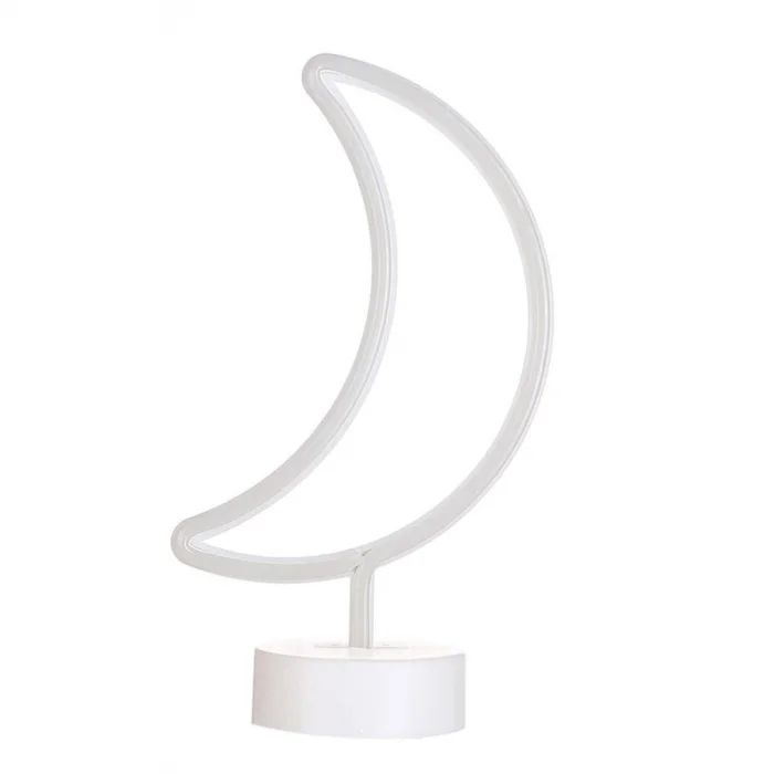 Dekoratif Pilli Ay Tasarımlı 3D Neon Led Masa Ve Gece Lambası (5047)