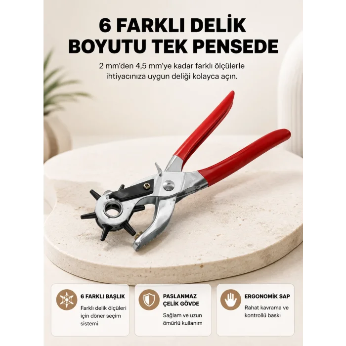 Delme Pensesi 6 Başlıklı Çok Amaçlı Paslanmaz Çelik Ergonomik