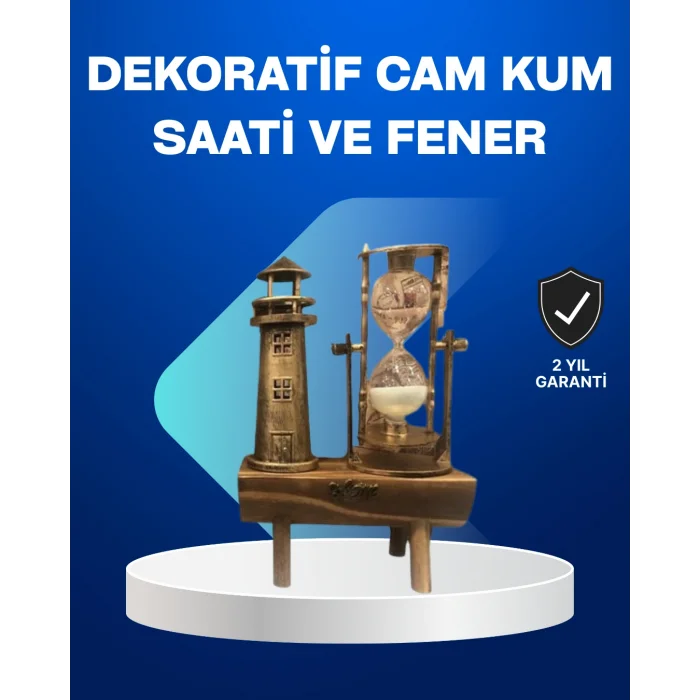 Deniz Feneri Tasarımlı Ahşap Kum Saati – Retro Masa Aksesuarı