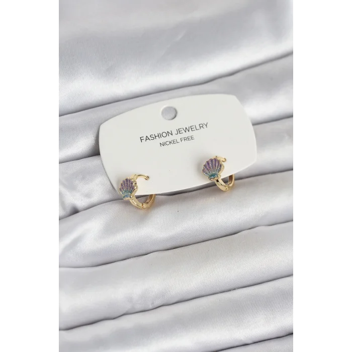 Deniz Kabuğu Model Gold Pirinç Çocuk Küpe
