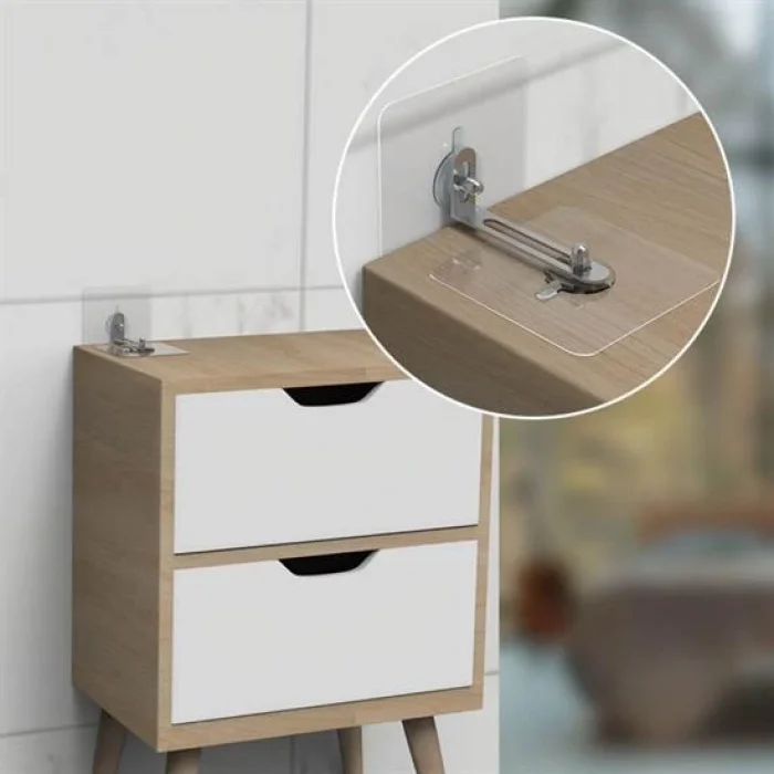 Deprem İçin Ultra Dayanıklı Çivisiz Duvarı Delmeden Ayarlanabilir Eşya Sabitleyici Aparat (5047)