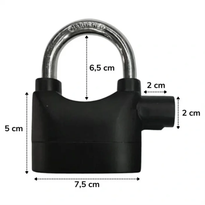 Desibel Siyah Alarmlı Çok Fonksiyonlu Ekstra Güvenlikli Kare Asma Dolap Kilidi (5047)