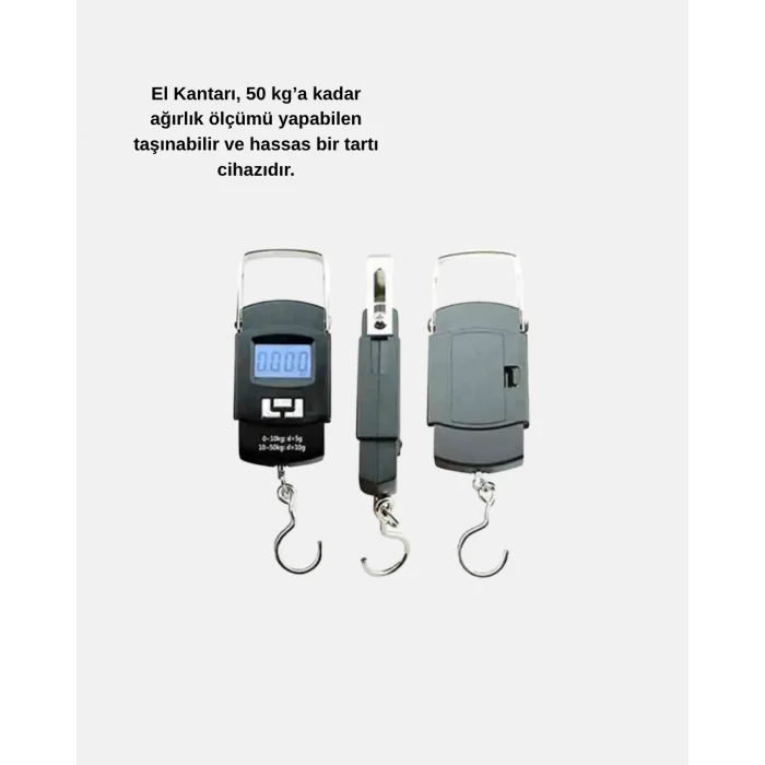 Dijital El Kantarı – 50 Kg Taşıma Kapasiteli, Taşınabilir Hassas Tartı