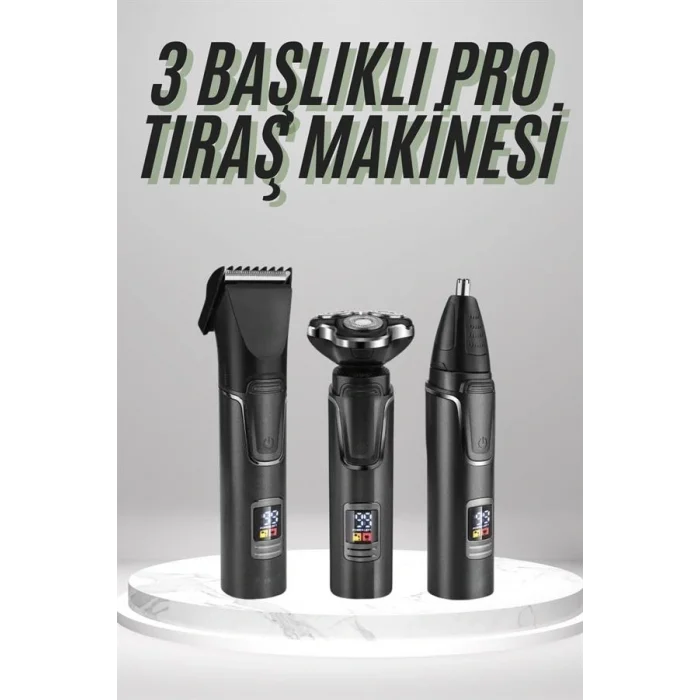 Dijital Göstergeli 3 Başlıklı Tıraş Makinesi Islak Kuru Lazer Öncesi Günlük