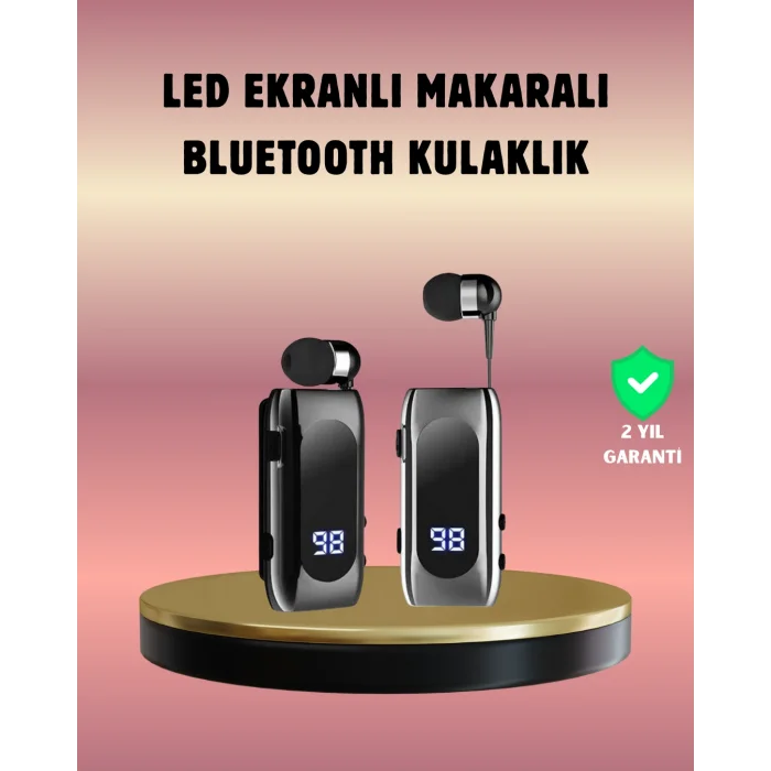 Dijital Göstergeli Bluetooth Kulaklık – Klipsli ve Şık Tasarım