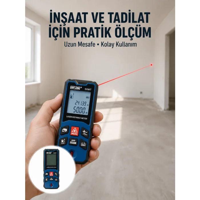 Dijital Lazer Mesafe Ölçüm Cihazı İnşaat ve Ev Kullanımı Yeni Nesil