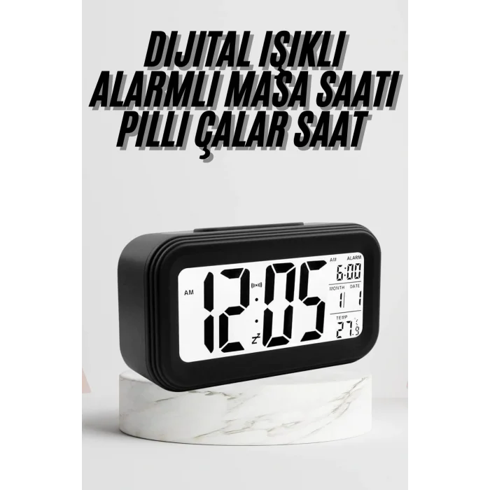 Dijital Masa Saati Termometre Takvim Led Ekran Pilli Ev Ofis Masası
