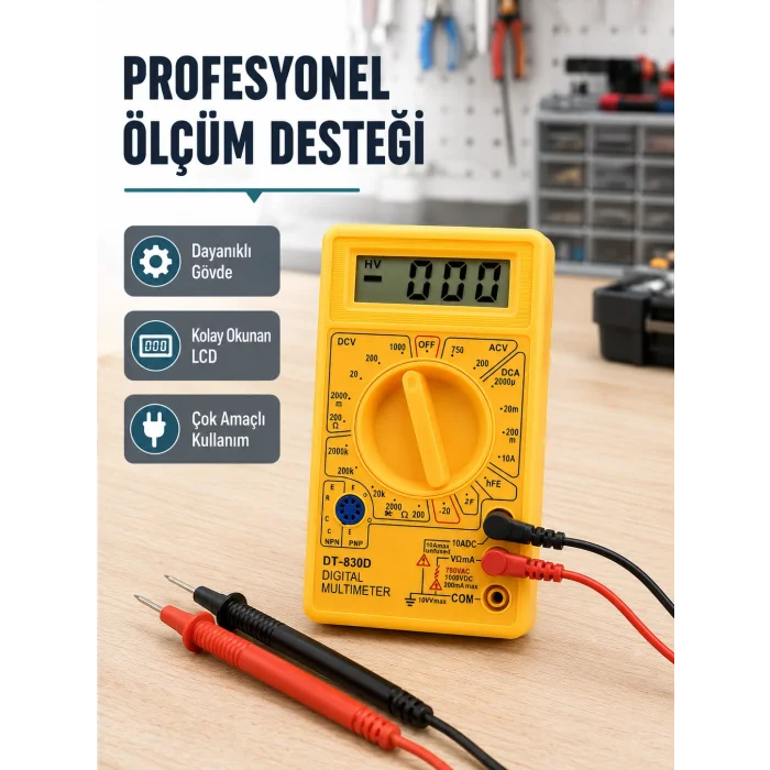 Dijital Multimetre Ölçü Aleti AC DC Ölçüm ve LCD Ekranlı Yeni Nesil
